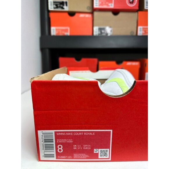 8 Nike Court Royale Women LifeStyle Casual Shoes White Barely Volt  749867 121 - Picture 6 of 6
